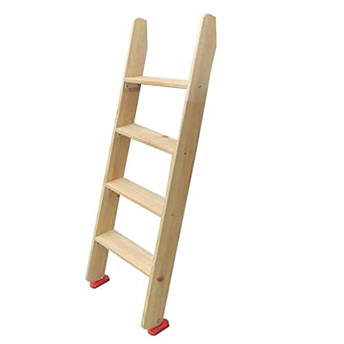 Holz-Etagenleiter für Doppelstockbett, Dachboden und Bibliothek, rustikale Dekoleiter für Steppdecke, Handtuch und Decke, 150 kg, Hardware im Lieferumfang enthalten, 4 Stufen (1,25 m)