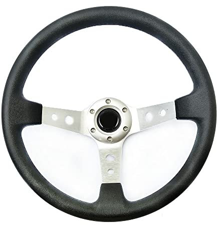 DUANSIYU Sportlenkrad Universal 35. 0mm Wildleder Lenkrad Leder Lenkrad Drift Racing Typ Wildleder/PVC. Stil Holzlenkrad(PU-Silver)
