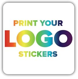 Square Customised Vinyl Waterproof Stickers | Any Size, Quantity | Upload Your Image or Text | Matt and Gloss | Logo Labels Personalised Sticker for Party Bags | Business