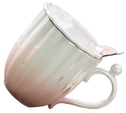 PAMINGONO Shell Teetasse Keramik Wasserbecher Griff 420ml Mädchen Trinkbecher