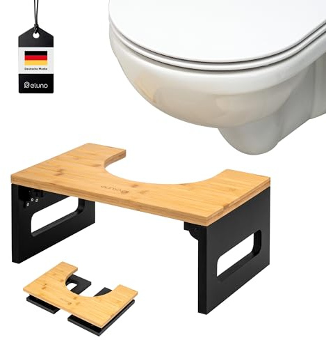eluno Toilettenhocker, Fußbank aus Bambus mit Anti-Rutsch-Pads, platzsparend zusammenklappbar, stabiler Klohocker ideal für Erwachsene und Kinder bietet Entlastung bei Verstopfung, Blähungen (Schwarz)