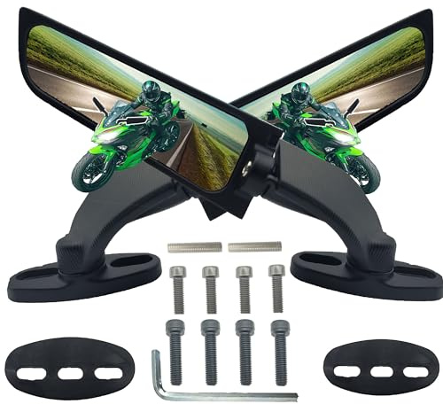 VRWEARE Large Size Motorcycle Mirrors Wing Rearview Mirrors Compatible with Kawasaki Ninja 300 400 650 ZX6R Honda CBR300R CBR500R CBR600RR CBR1000RR Suzuki GSXR 600 750 Yamaha R15 R25 YZF600R