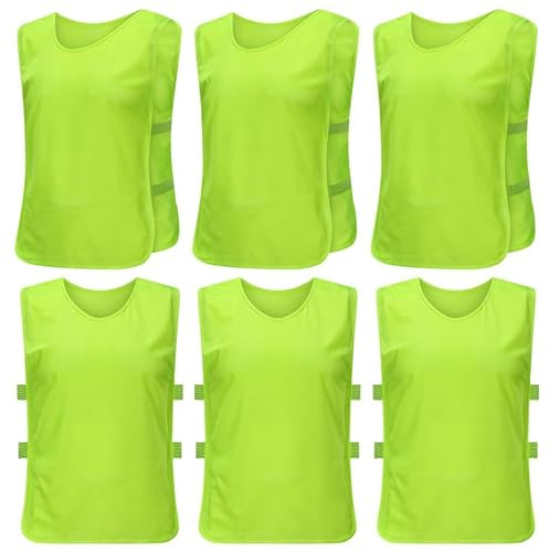 Fussball Leibchen Kinder, 6 Stück Trainingsleibchen Basketball, Fußball Trainingsweste, Atmungsaktives Netz, Training Leibchen Kinder Set(Grün)