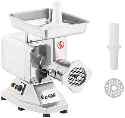 Royal Catering Hachoir à Viande Électrique RCFW-220EXPERT (Puissance : 1 100 W, Rendement horaire: 220 kg/h, Perforations des grilles : 4,5 / 8 mm)