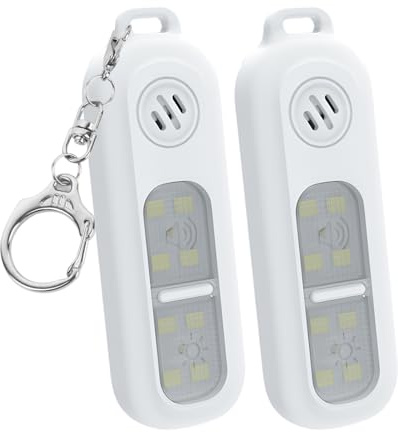 Chatthen Taschenalarm, Alarm für Frauen Unterwegs, Lauflampe Joggen Self Defense Blinklicht, Schulranzen Licht, USB Type-C Charging, for Children, Women and Seniors, White 2 Pack