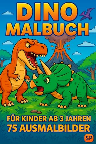 Dino Malbuch: Ausmalbuch mit Dinosauriern für Kinder / 6x9 Zoll / 75 Seiten