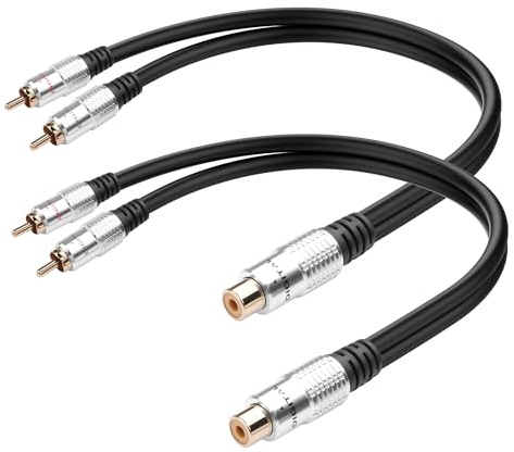 JSADZKJ Adattatore jack RCA Cavo audio stereo,placcato in oro 1 maschio RCA a 2 femmine rca cavo splitter Y Cavo di estensione corto R C A per lettori CD,Home Theater-0.82ft (Femmina a Maschio)