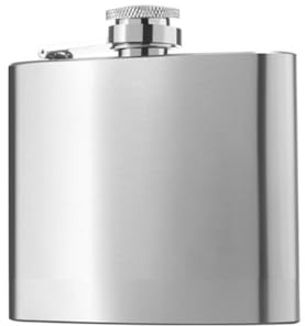 Hrlace Petaca de acero inoxidable, botella de chupito, botella de agua, apta para llevar alcohol, reutilizable, para hombres y mujeres, elegante bebida de viaje, plata, 140 ml