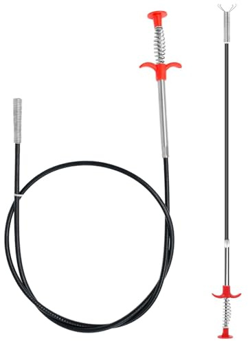 Duoleimi 200 cm/90 cm Pinza Flexible Pinza con Garras 2 Piezas Limpiador de tuberías Limpiador de desagües Espiral Espiral para desagües Brazo telescópico Limpiador de desagües para Cocina