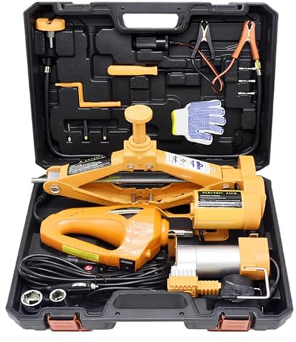 ZHAUPMCB cric per Trasmissione Sollevatore Auto Kit di Sollevamento per cric per Auto elettrica da 3 tonnellate Set di martinetti per Auto 3 in 1 con Chiave a percussione e Strumenti di Riparazione
