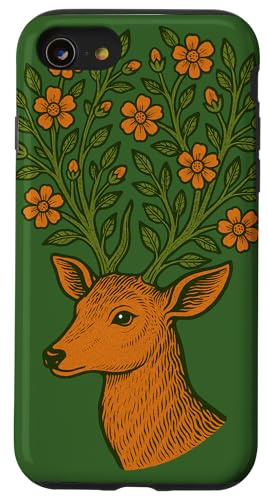 Cerf avec Bois en Fleurs Sauvages Buck Art Coque pour iPhone SE (2020) / 7/8