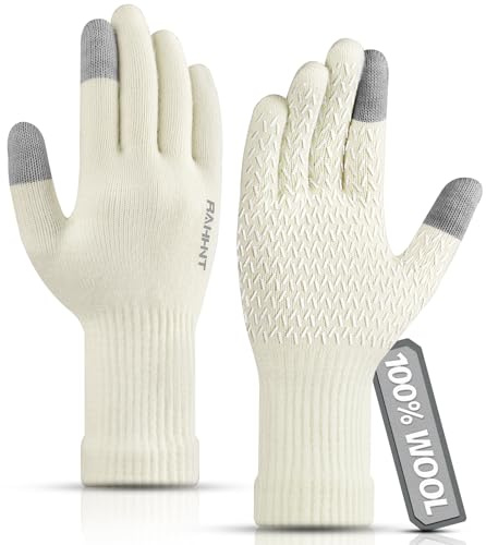 Rahhint Alpaka-Merino-Wollmischung Strickhandschuhe Touchscreen Herren Damen Winterhandschuhe für Smartphone, Fahrrad & Outdoor - Wärmend wie Merinowolle in Gr. XS-XXL