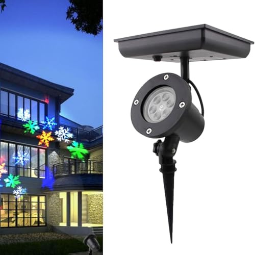 Proiettore di luci natalizie per interni ed esterni, a energia solare, con fiocchi di neve, lampada a LED con proiettore di fiocchi di neve in movimento per Natale, Ringraziamento, Halloween, faretti