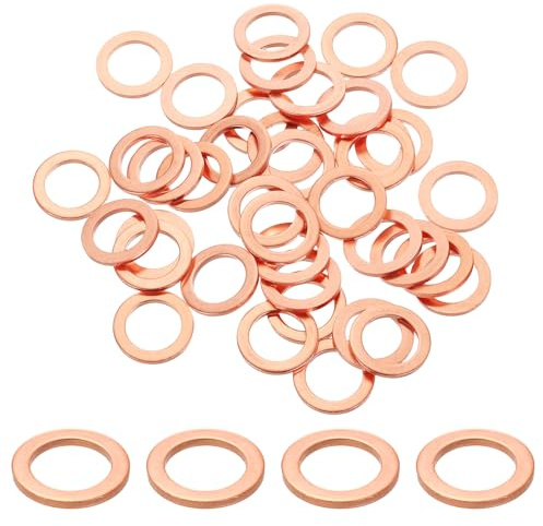 QUARKZMAN 75Pcs Rondella Piatta M12 Rondella In Rame Anelli Di Tenuta, Diametro Interno 12mm Diametro Esterno 18mm Spessore 1.5mm Rondelle Schiacciabili In Rame Guarnizione Metrica