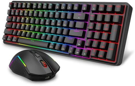 Redragon S162 Gaming-Tastaturen & -Mäuse Combos 3 Moden K744 M693 | kabelloses Set 99 Tasten K744 RGB Gasket Tastatur 8000DPI M693 Gaming Maus