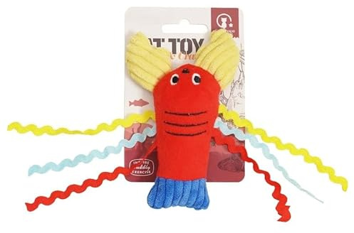 DAFORERAL Catnip Cat Toy Plush Ocean Animal Design With Feather Tail, Interactive Pillow For Kittens To Bite, Kick, And Self Play (shrimp)