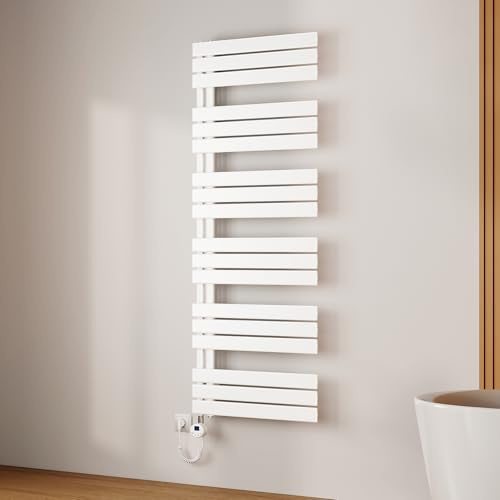 EMKE Scaldasalviette Elettrico 160x60 cm Bianco,1000 W | Porta-Asciugamani Riscaldante con Termostato WiFi,Termoarredo Elettrico per Bagno