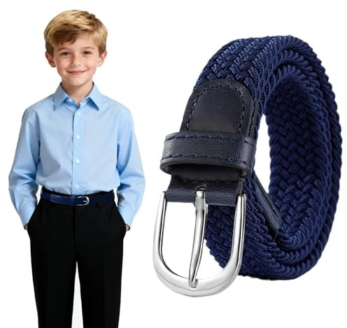Cintura Elastica per Bambini per I Bambini 5-10 Anni, Regolabile Durevole BluTessuto Cintura Bambino per I Ragazzi e le Ragazze Cinture per le Uniformi Scolastiche Casual Jeans Pantaloni(Blu)