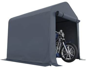 6x8 FT Outdoor Portable Storage Shelter Shed Replacement Canopy with Roll-Up Zipper Door, UV-Resistant Canopy Cover for Motorcycle, Bike, Lawn Mower, Tools, Gray (Tarp Cover Only - Frame Not Included)