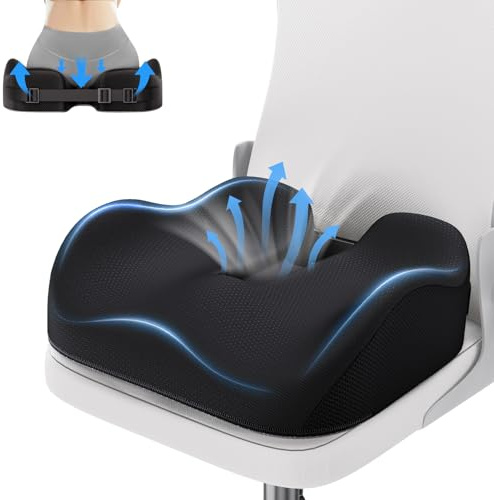 Benazcap Cuscino Sedia Ufficio, Cuscino Ergonomico di Seduta Ortopedico per Alleviare la Pressione di Coccige, Sciatica, Cuscino di Seduta in Memory per Sedia a Rotelle, Sedile Auto