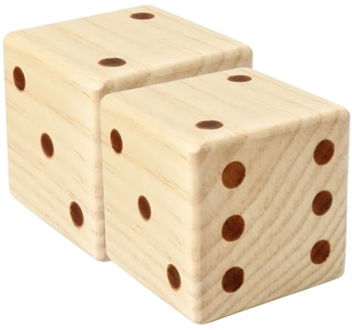 LALADEFIEE Grandi Dadi in Legno Dipinti a Mano Angoli Arrotondati Set da 2 Pezzi per Giochi da Tavolo Feste e Riunioni Familiari Dadi Lisci Punti Grandi Sicuri e Resistenti