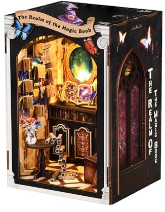 Daldon Book Nook Kit Decoration-The Realm Of The Magic Book, DIY Miniature Dollhouse 3D Wooden Puzzle with LED Lights, Bookshelf Decor Craft Kit for Adults and Teens, Perfect Home Decor & Gifts