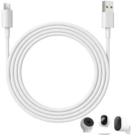 3M Extra Micro USB Cable for Indoor Cam, 9A Extra long Bold Replacement Micro USB Cable Fits Kindle Samsung Android Tablets Speaker and Power bank(1 PCS, White)