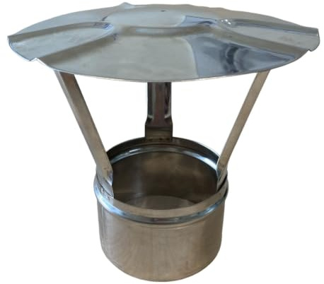 BirnePower Regenhaube Ø 80mm Edelstahl – Schornsteinabdeckung Einsteck für Ofenrohr, Regenhut Kaminabdeckung Säurebeständig 1.4404, Kaminhaube Wetterschutz (Wandstärke 0,6mm)