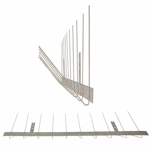 10 Meter (20 x 0,5m) Taubenspikes Dachrinne 2-reihig V2A-Standard - hochwertige Lösung für Vogelabwehr Taubenabwehr Edelstahl Spikes