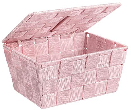 Wenko Cestino con coperchio Adria rosa, Polipropilene, 19 x 10 x 14 cm, Rosa