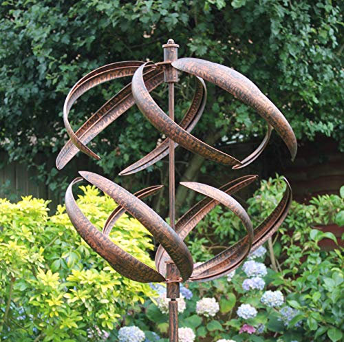 Creekwood Sphere Wind Sculpture Spinner 180cm Height - Brushed Copper