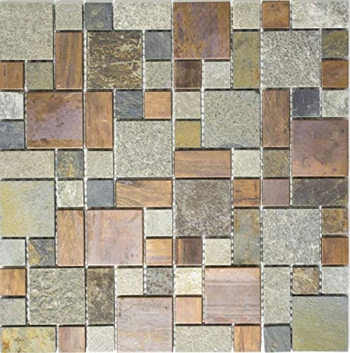 Mosaïque en cuivre gris rouille Combinaison pierre MOS47-595