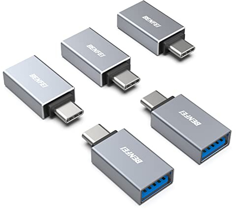 BENFEI USB C auf USB 3.0 Adapter, 5 Stück USB C auf A Stecker auf Buchse, Adapter kompatibel mit MacBook 2018, 2017, 2016, Samsung Galaxy Note 8, Galaxy S8, S8+, S9, Google Pixel, Nexus und mehr