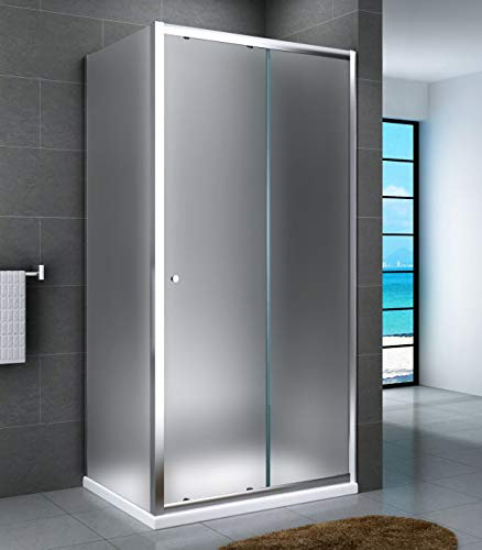 Yellowshop - SMART Box doccia porta scorrevole laterale fisso cristallo 6 mm puntinato opaco 70x120 cm in alluminio h cm 190
