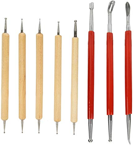 Leder Bastelwerkzeug DIY handgefertigte Leder Bastelschnitzerei Stylus Werkzeug Löffel Doppelkopf Punkt Bohrstift Kit Set