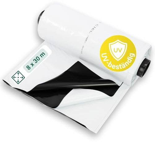 dm-folien gmbh Silofolie 8 x 30 m auf Rolle I Reißfeste Abdeckfolie für den Außeneinsatz I Silagefolie wetterfest & 15 Monate UV-beständig I Baufolie schwarz/weiß I Folienstärke 0,150 mm
