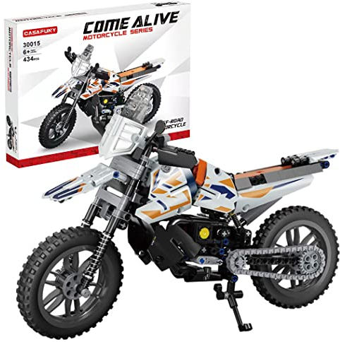 CASAFUNY Motorrad Kompatibel mit Lego Technic, 1:8 City Auto Spielzeug 434-teiliges Modell mit Rotierende Reifen Aufkleber, Geburtstag Geschenk für Jungen und Mädchen ab 8 9 10 11 12 Jahren, Weiß