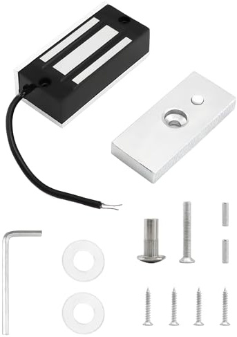 QWORK Verrou magnétique électrique, 60 kg, force de maintien de 59 kg, serrure magnétique électrique pour système de contrôle d'accès de porte, électromagnétique, mode NC