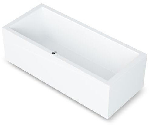 AQUADE Acryl Badewanne 170x75 Modell: Ulm - Weiß Badewanne Komplettset 170x75 - Badewannen mit Wannenfüßen + Schürze + Ab-Überlaufgarnitur mit Zulauf + Led