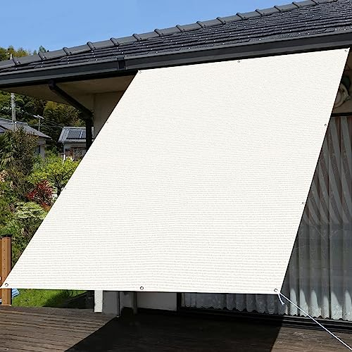 Sonnensegel 2.4 x 3 m Sonnenschutz Windschutz HDPE Sonnencreme Terrasse Plane mit Kabelbinder Ohne Bohren für Balkon Garten Terrasse, Weiß