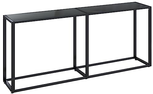 vidaXL Mesa Consola Vidrio Templado Negro 180x35x75,5 cm
