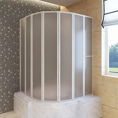 Paroi de douche murale 140 x 168 cm 7 panneaux pliable avec porte-serviettes