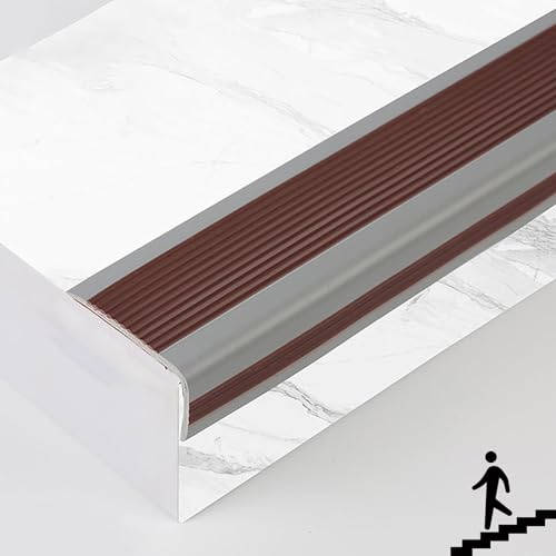 Nez De Marche D'escalier-protection Nez De Marche Caoutchouc Escalier Nez De Marche PVC 50x25mm Protections De Bord Et D'angle Nez De Marche Profilé D'escalier ( Color : Brown , Size : 2m/78.7inch )