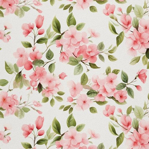 HEKO PANELS Stoff Oxford Wasserdichte Meterware Canvas-Stoff Polyester Nähstoff Dekostoffe Handwerken Wasserabweisend Blickdicht Blumenmuster Blumen Aquarell Wasserfarbe 1 Meter 155 x 100 cm DX2600