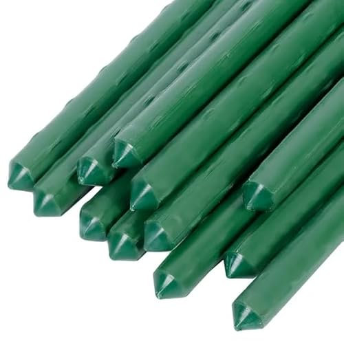 1.2m x 11mm Green Garden Plant Stakes Climbing Plants Support Canes Poles Sticks Spikes - Made from Strong Steel with a Plastic Coating (10)