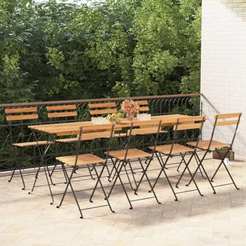 Gecheer 8 STK. Bistrostühle Klappbar Gartenstuhl Bistrostuhl Gartenstühle Balkonstuhl Klappstuhl Campingstuhl Terrasse Stuhl Massivholz Teak und Stahl