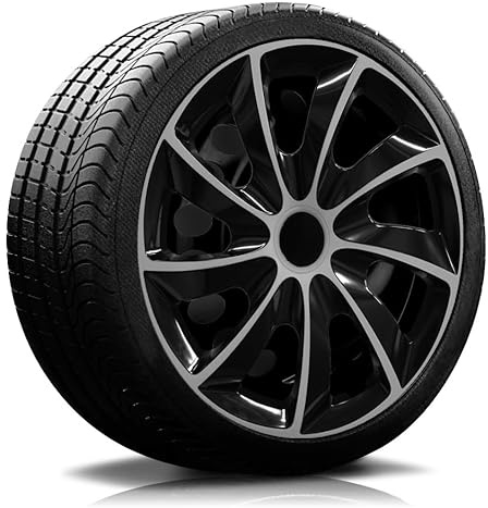 RADKAPPEN-Koenig 13 Zoll RKK02 schwarz/Silber Radkappen Radzierblenden 4 Stück