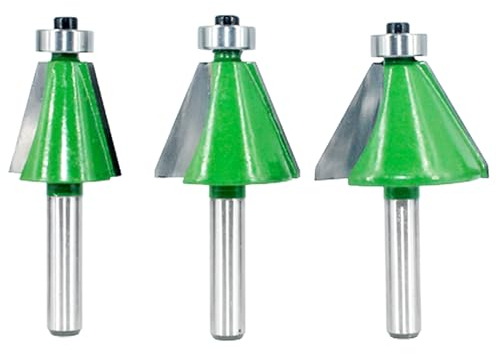3-teiliges Fasenfräser-Set, 8-mm-Schaft, 15/22,5/30-Grad-Fasekantenformung, Holzbearbeitungsfräser mit lagergeführter Fasenkantenmaschine, Fräswerkzeuge