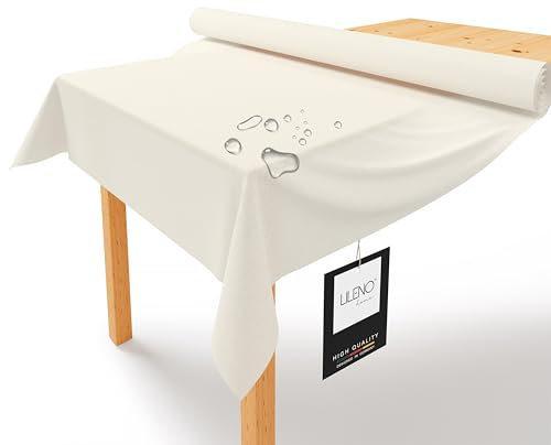 LILENO HOME Tischdeckenrolle 1,10 x 25 m - Tischdecke Creme aus Vlies - Stoffähnlich, abwaschbare Tischdecke als Rolle, Meterware Tischtuchrolle - Einweg Papiertischdecke Rolle Alternative