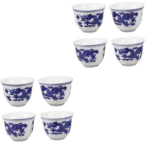 Ciieeo 8 Pz Bicchiere Da Shot in Porcellana Bianca e Gaiwan in Porcellana Bianca e Servizio Da Tè Tradizionale Cinese Zuppiera Tazza Da Tè Bicchiere Per Bere Porta Tè Ceramica
